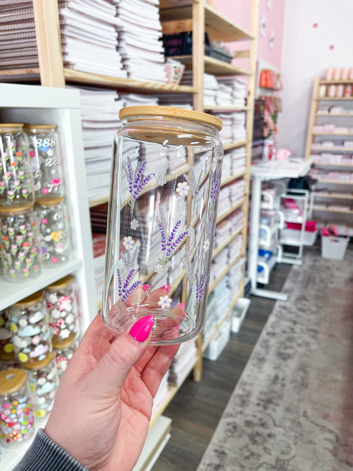 VERRE BOHO PRINTEMPS CARREAU ROSE&MARG