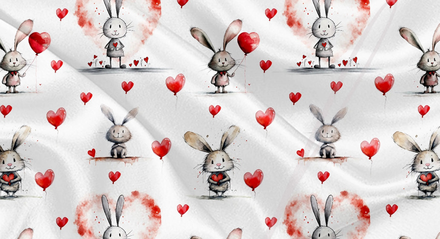 Couverture en minky - Lapin de Saint-Valentin