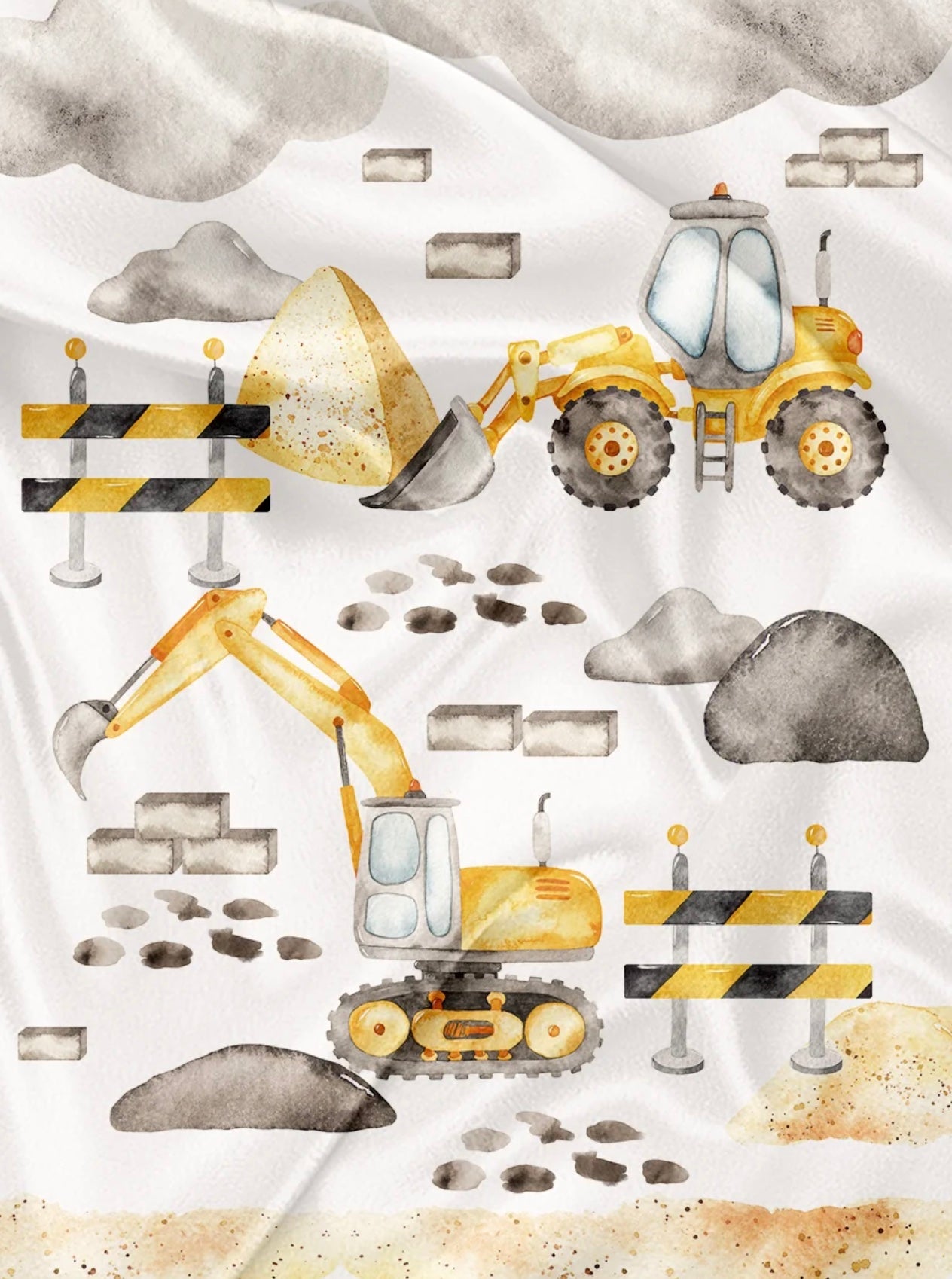 Serviette de plage polyvalente - Chantier de construction fond blanc