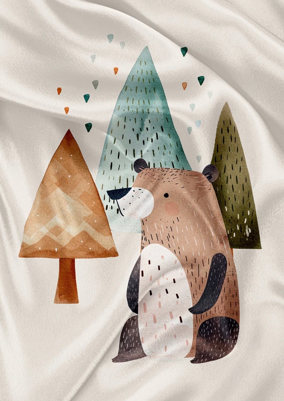 Serviette de plage polyvalente - Amis des bois fond beige