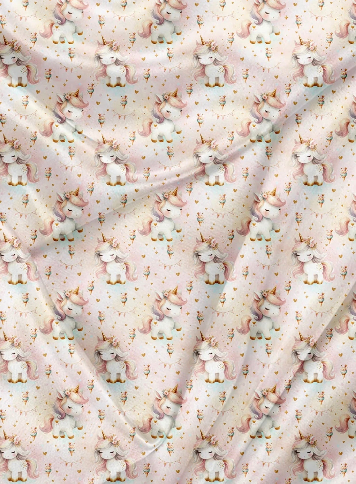 Serviette de plage polyvalente - Licorne et cornet aquarelle-1