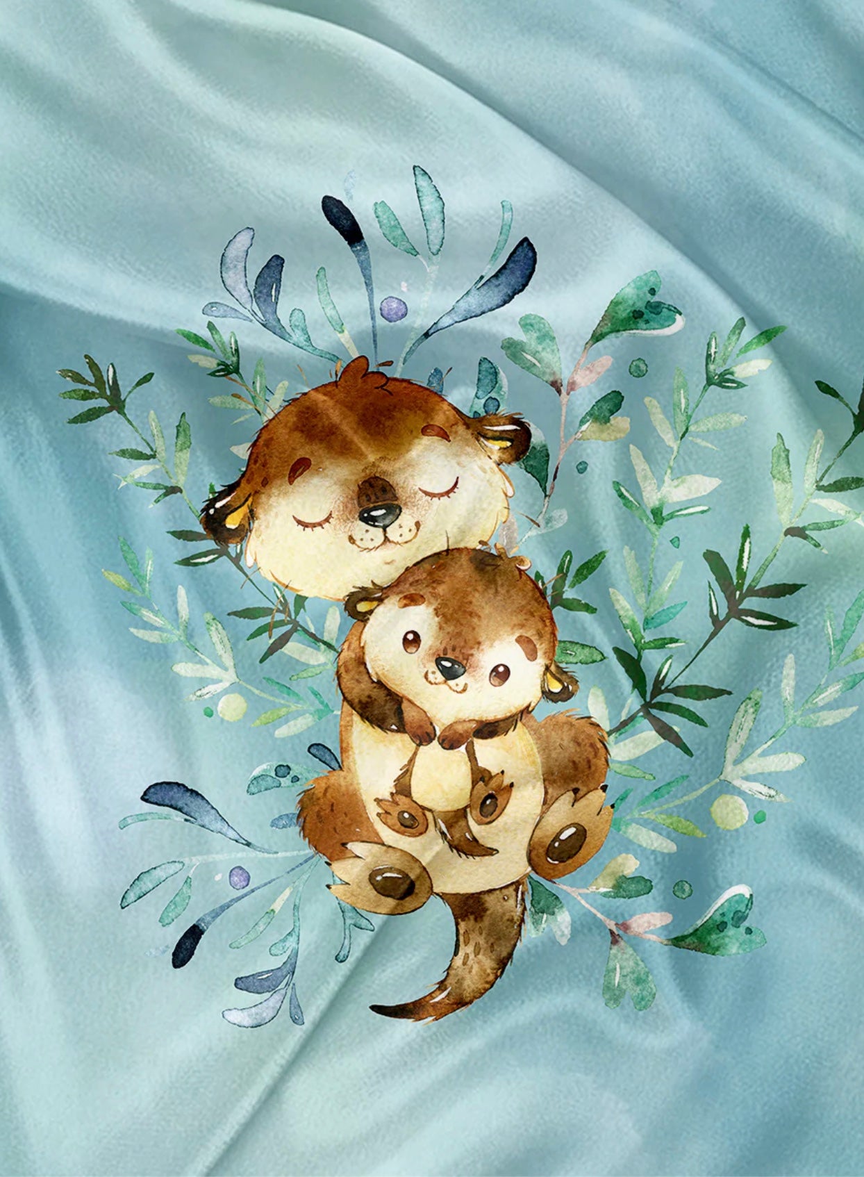 Serviette de plage polyvalente - Loutre maman et moi