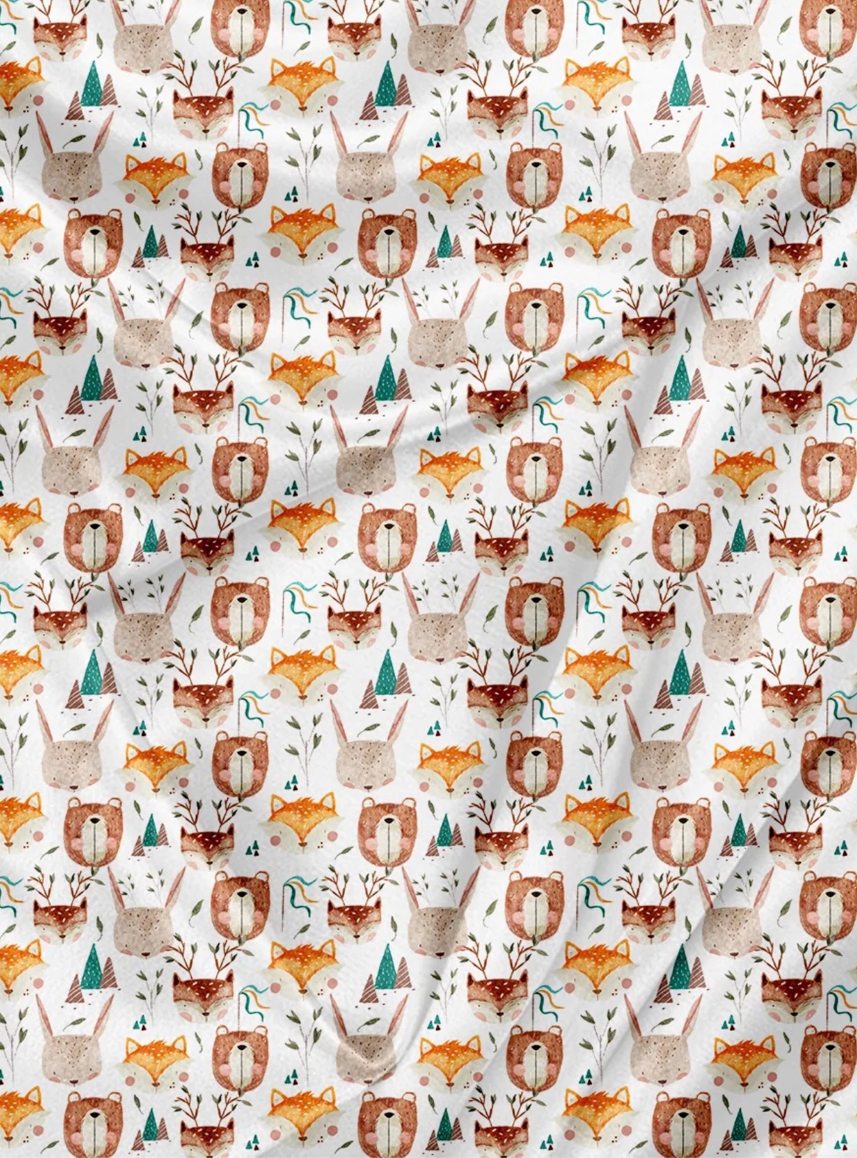 Serviette de plage polyvalente - Woodland friends fond blanc 1