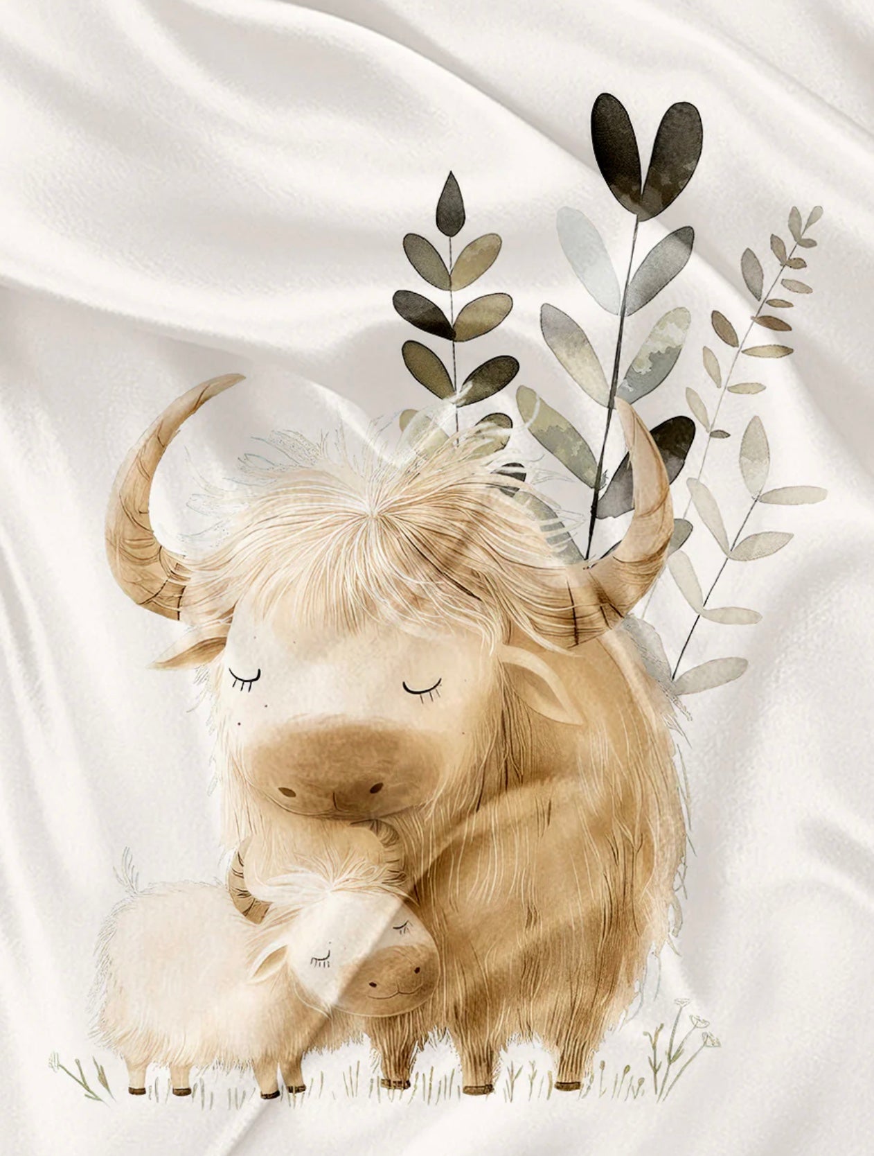 Serviette de plage polyvalente - Maman et bébé vache Highland