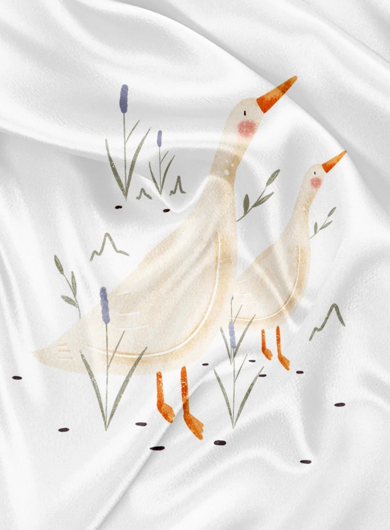 Serviette de plage polyvalente - Douce oie fond blanc