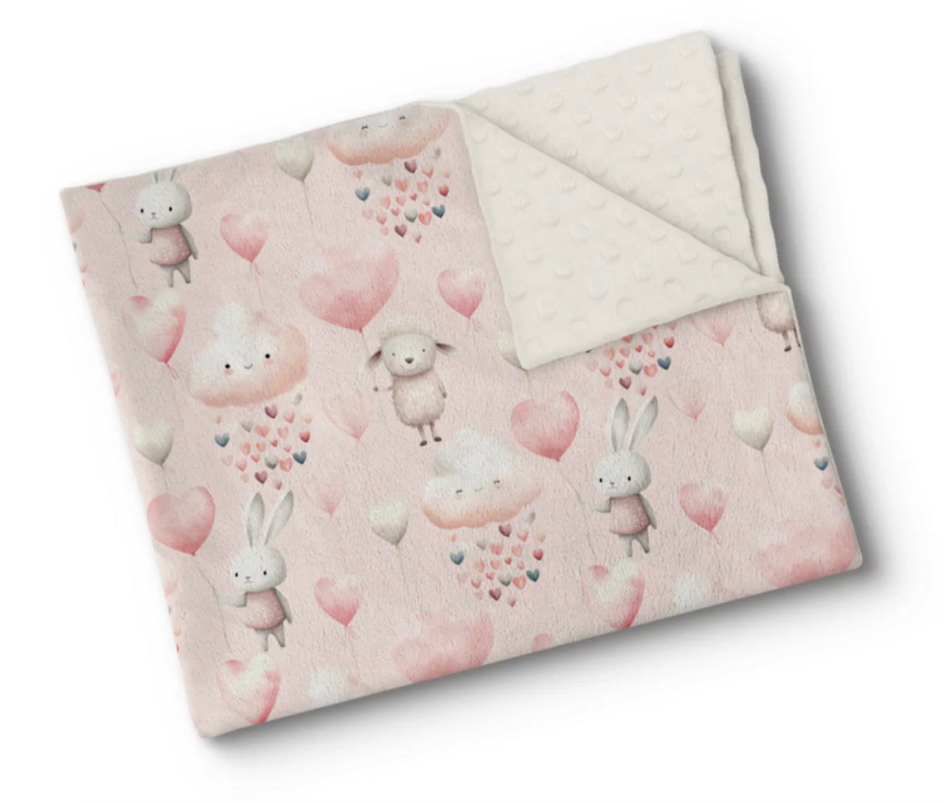 Couverture en minky - Envolée de coeurs