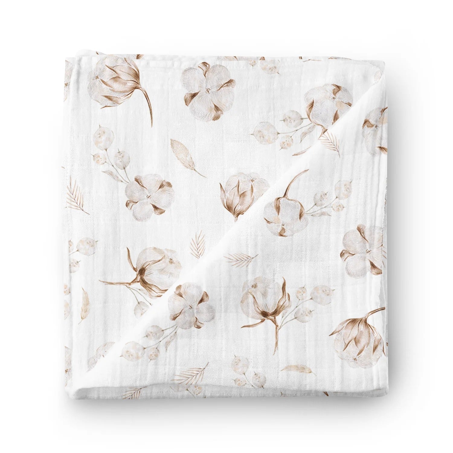 Couverture mousseline de bambou - Fleurs de coton