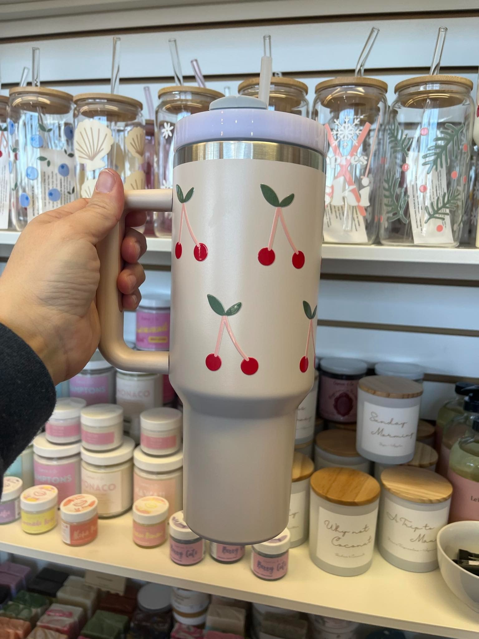 Gobelet thermos 40oz - Rose pâle et cerise
