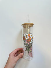 Verre boho -  Fleurs vintages