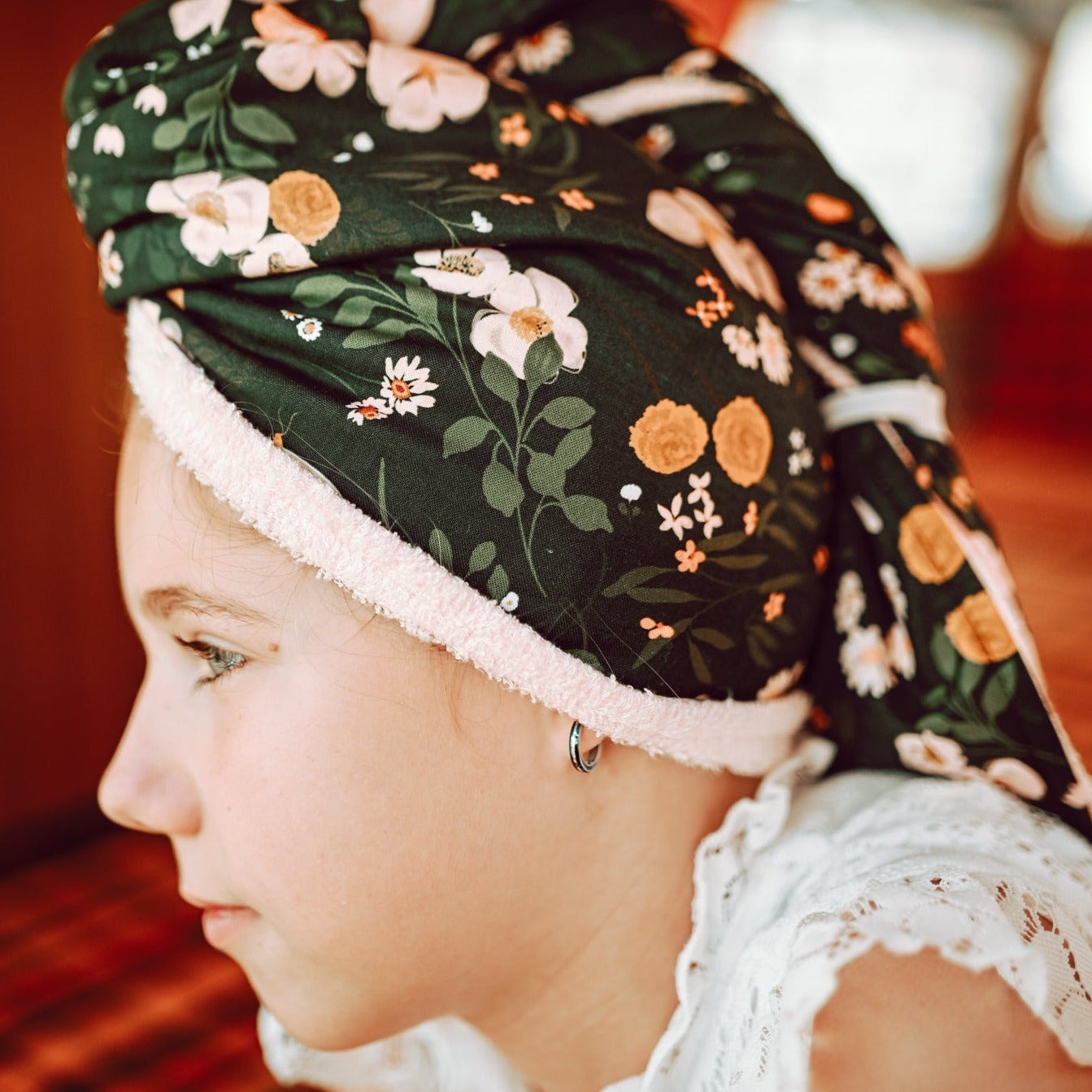 Serviette pour cheveux - Botanique verte