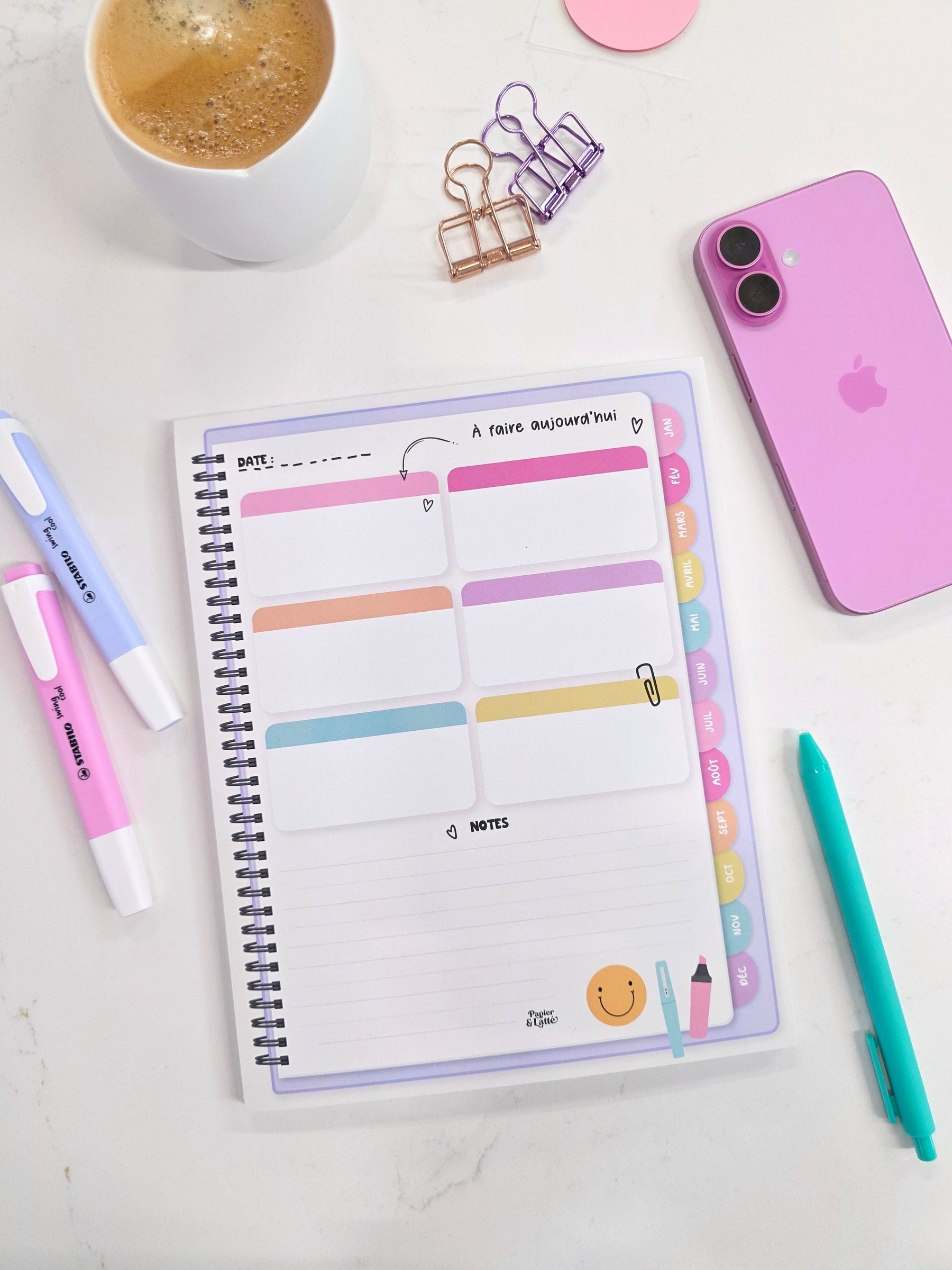 Bloc-notes - GRAND - 16 - Pastel & organisé