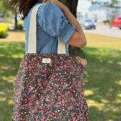Sac cabas en corduroy fleuri