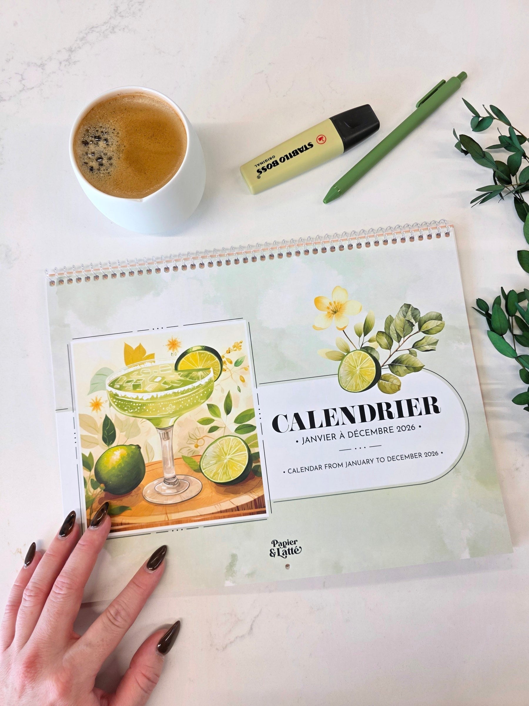 Calendrier mural 2026 - Cocktails - Bilingue