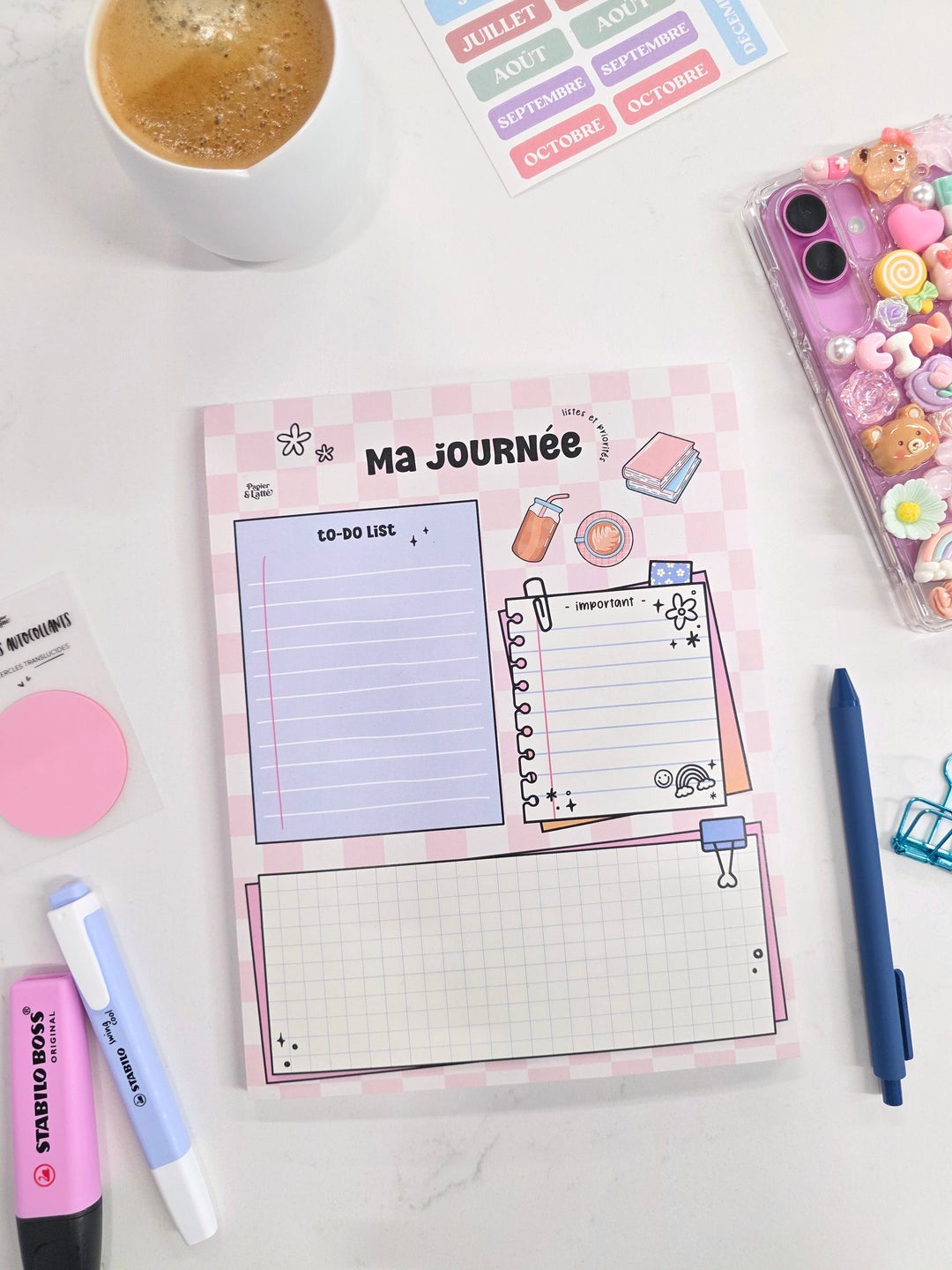 Bloc-notes - GRAND - 15 - Ma journée caféinée