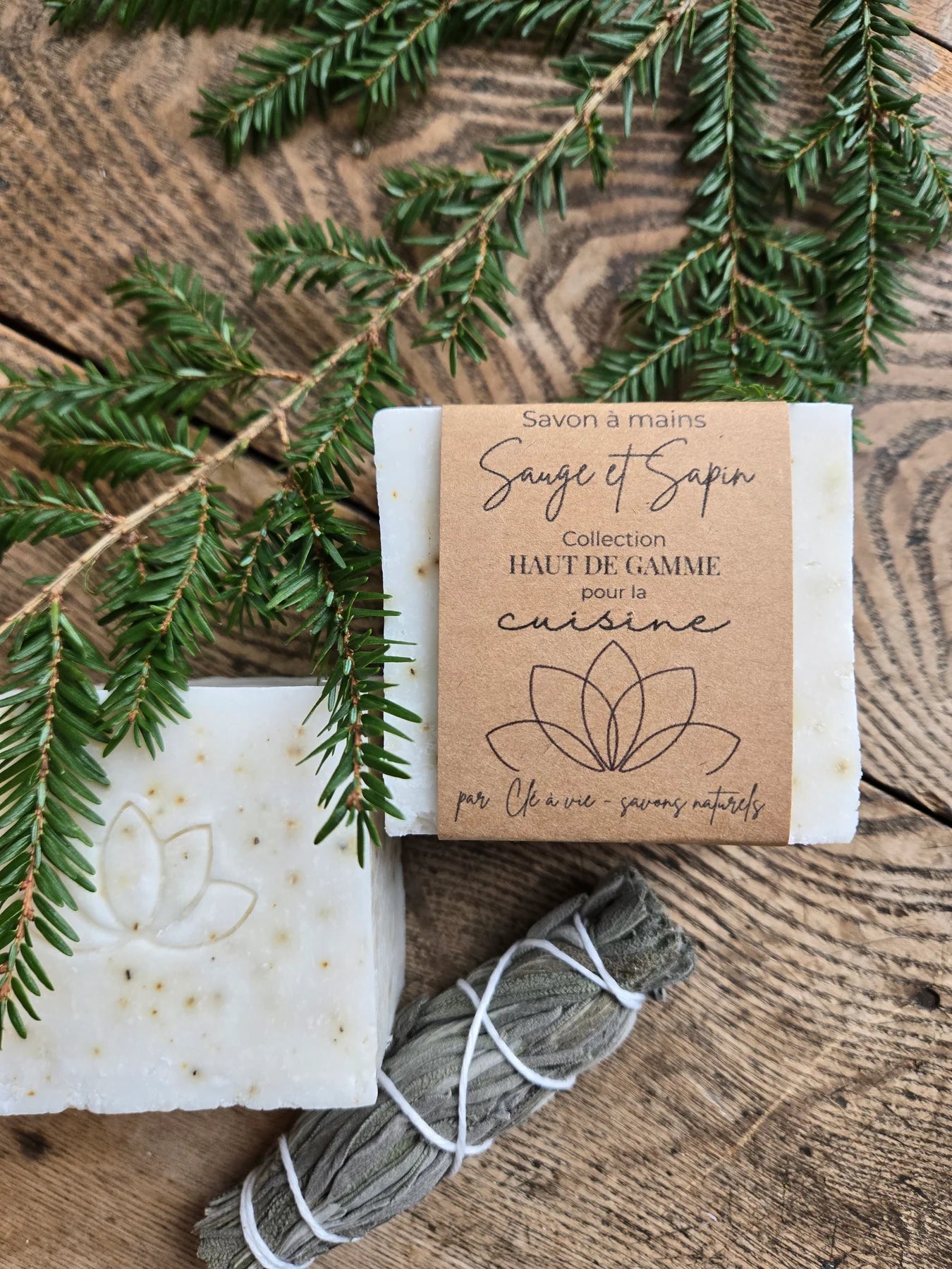 Savon à mains, Sauge et Sapin 180g. Collection haut de gamme pour la cuisine