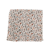 Couverture mousseline de coton - Fleurs taupe