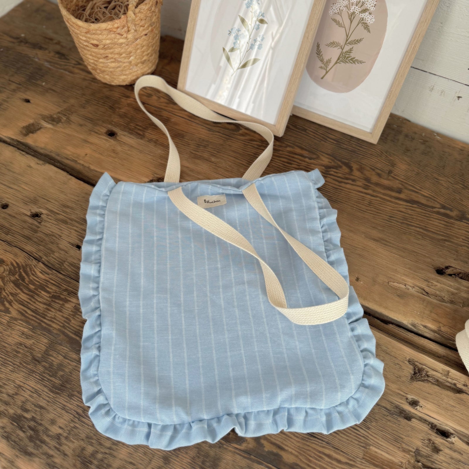 Sac cabas à froufrou - Bleu