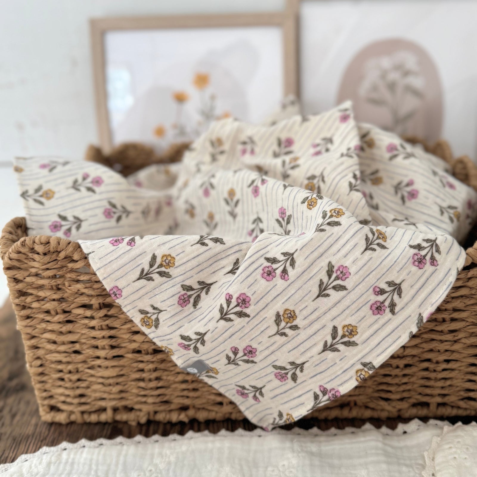 Couverture mousseline de coton - Fleurs