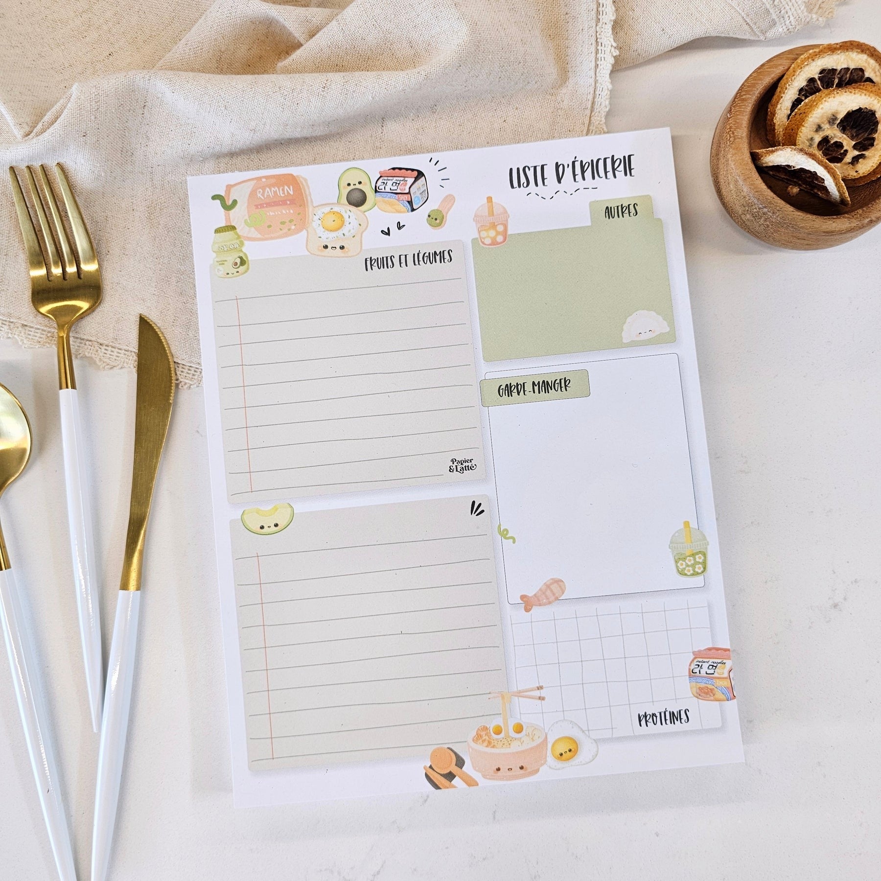 GRAND Bloc-notes - Liste d'épicerie - Saveur asiatique
