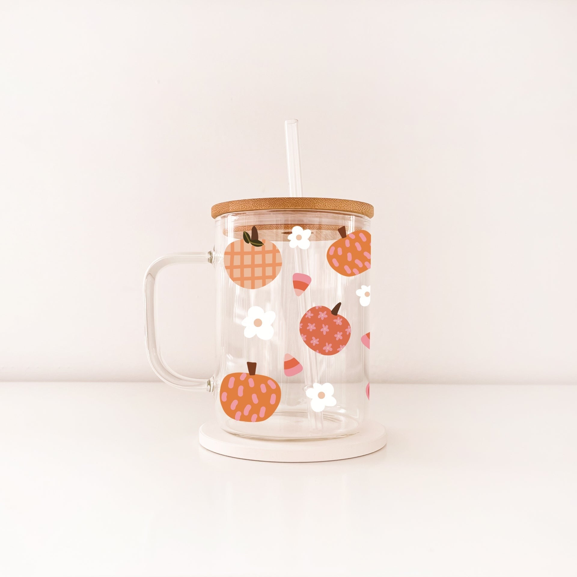 Tasse boho - Citrouilles et fleurs