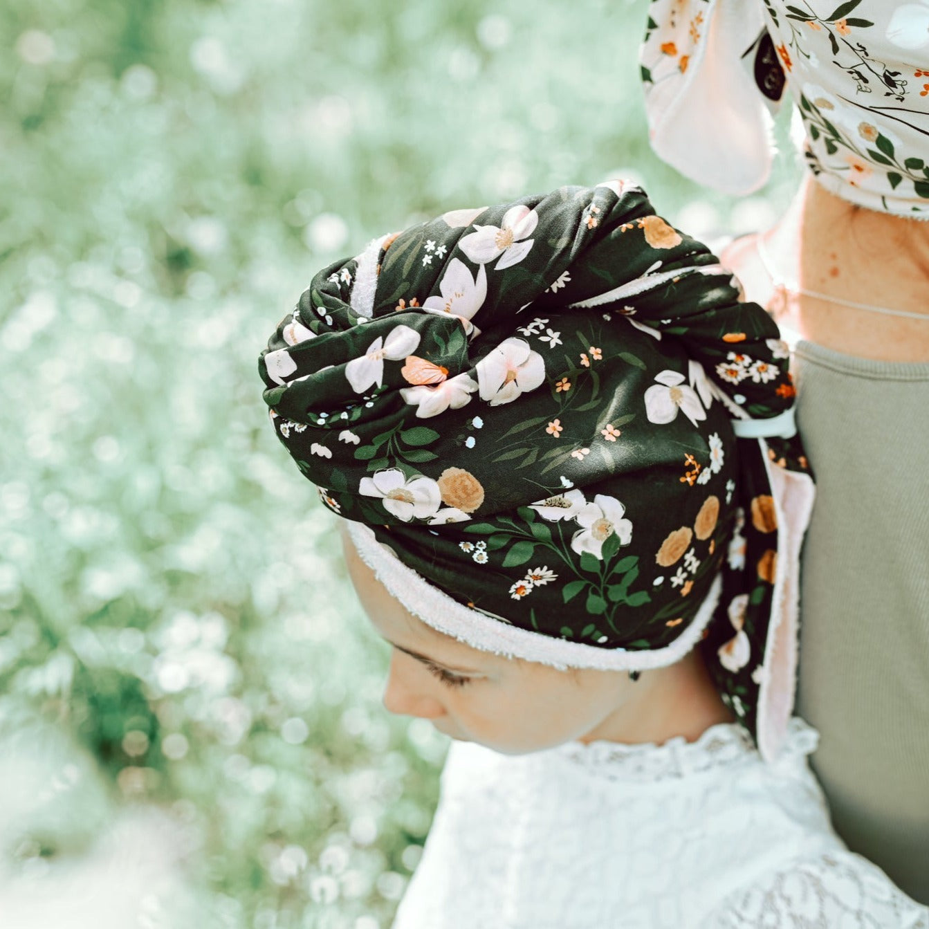 Serviette pour cheveux - Botanique verte