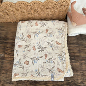 Doudou mousseline de coton avec dentelle