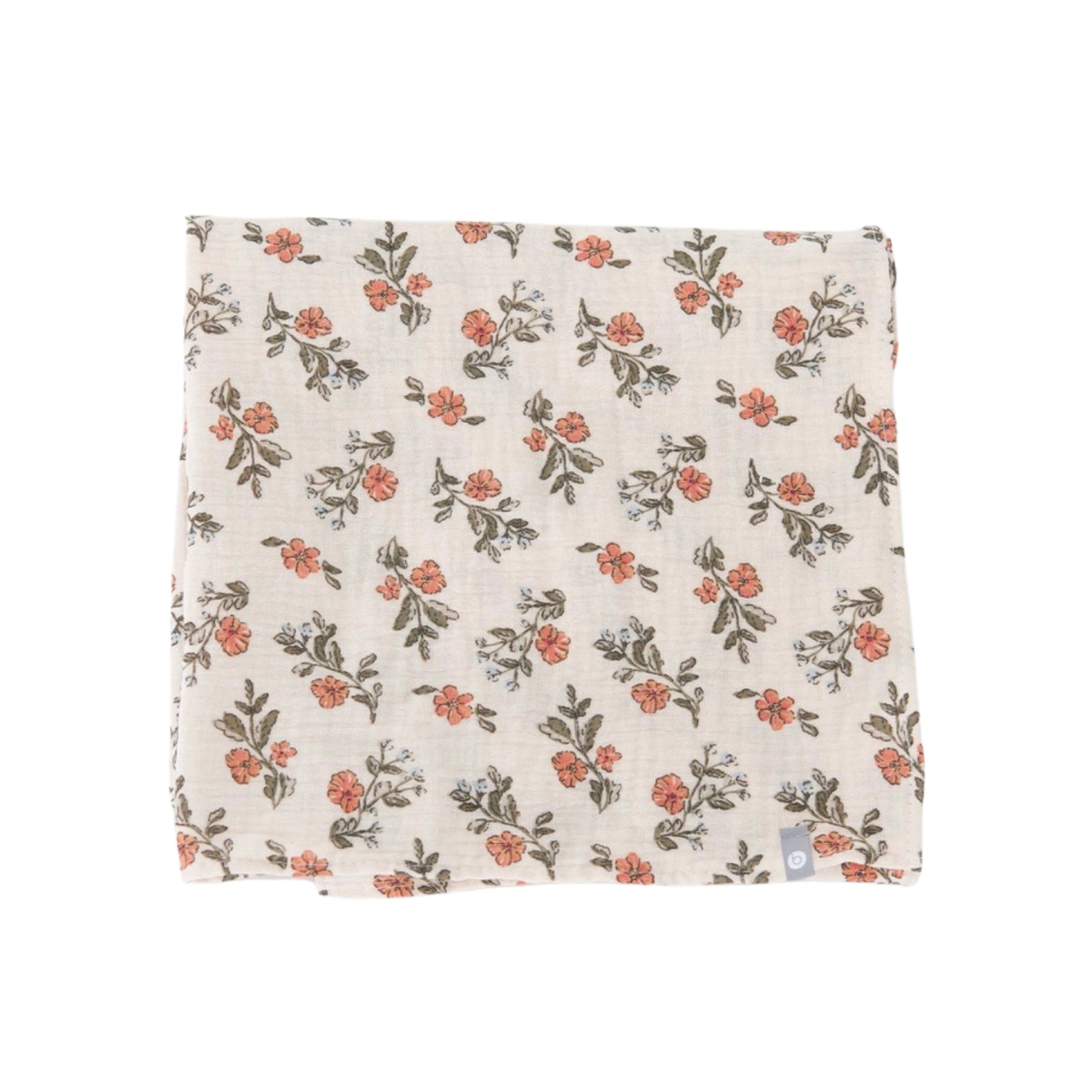 Couverture mousseline de coton - Fleurs corail