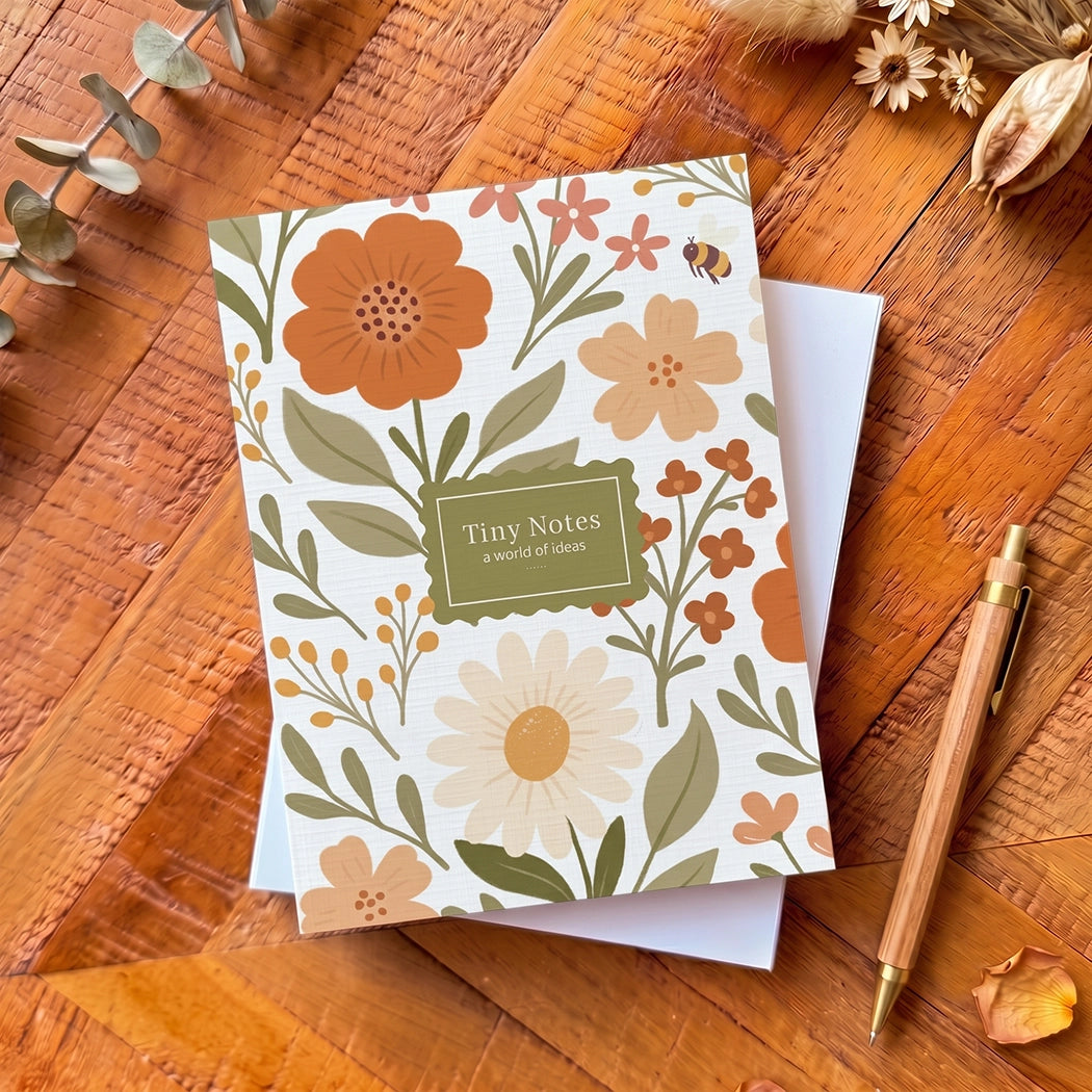 Mini bloc notes - Floral blanc