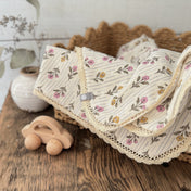 Doudou mousseline de coton avec dentelle
