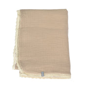 Doudou mousseline de coton avec dentelle