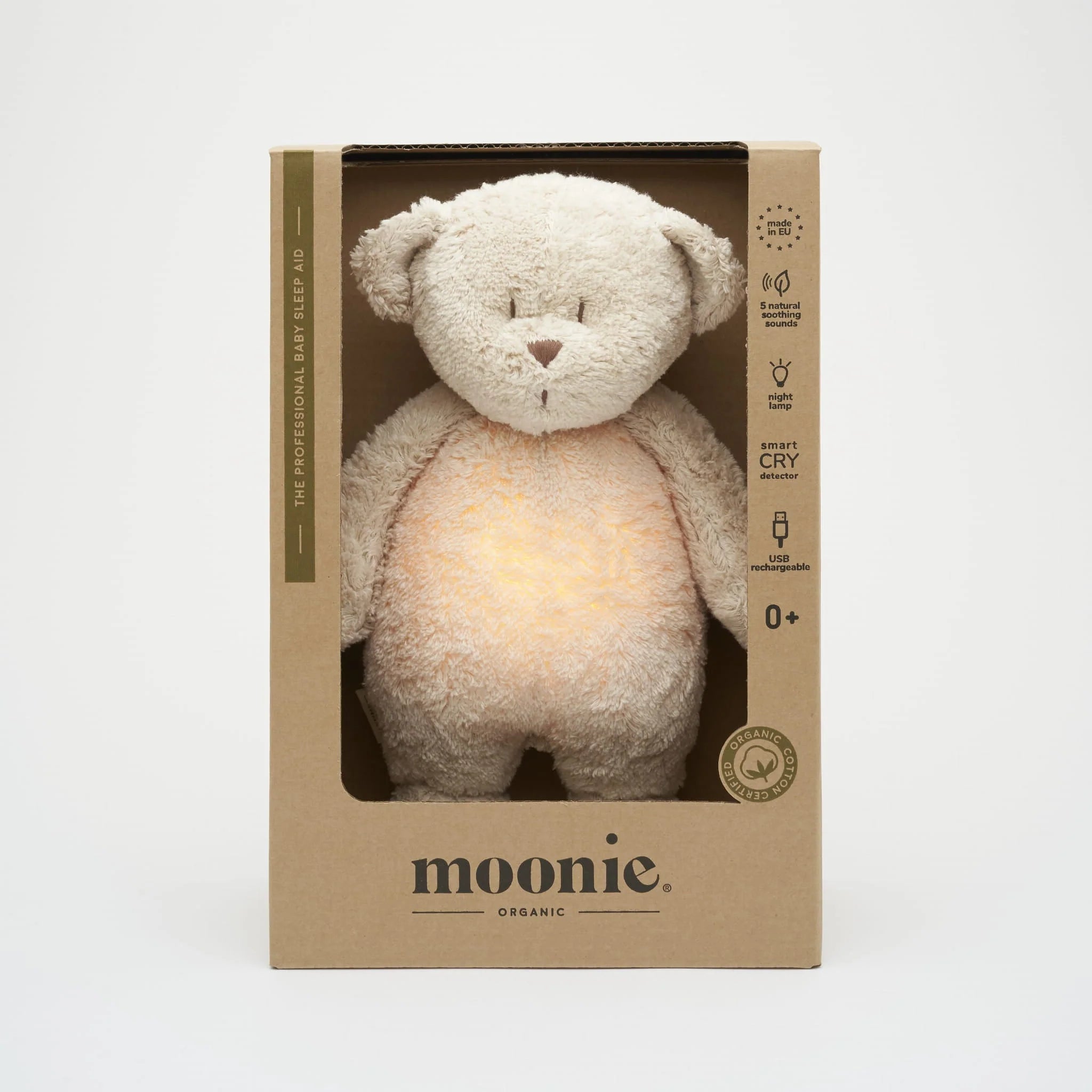 Ours colibri bio Moonie avec lampe - Sable