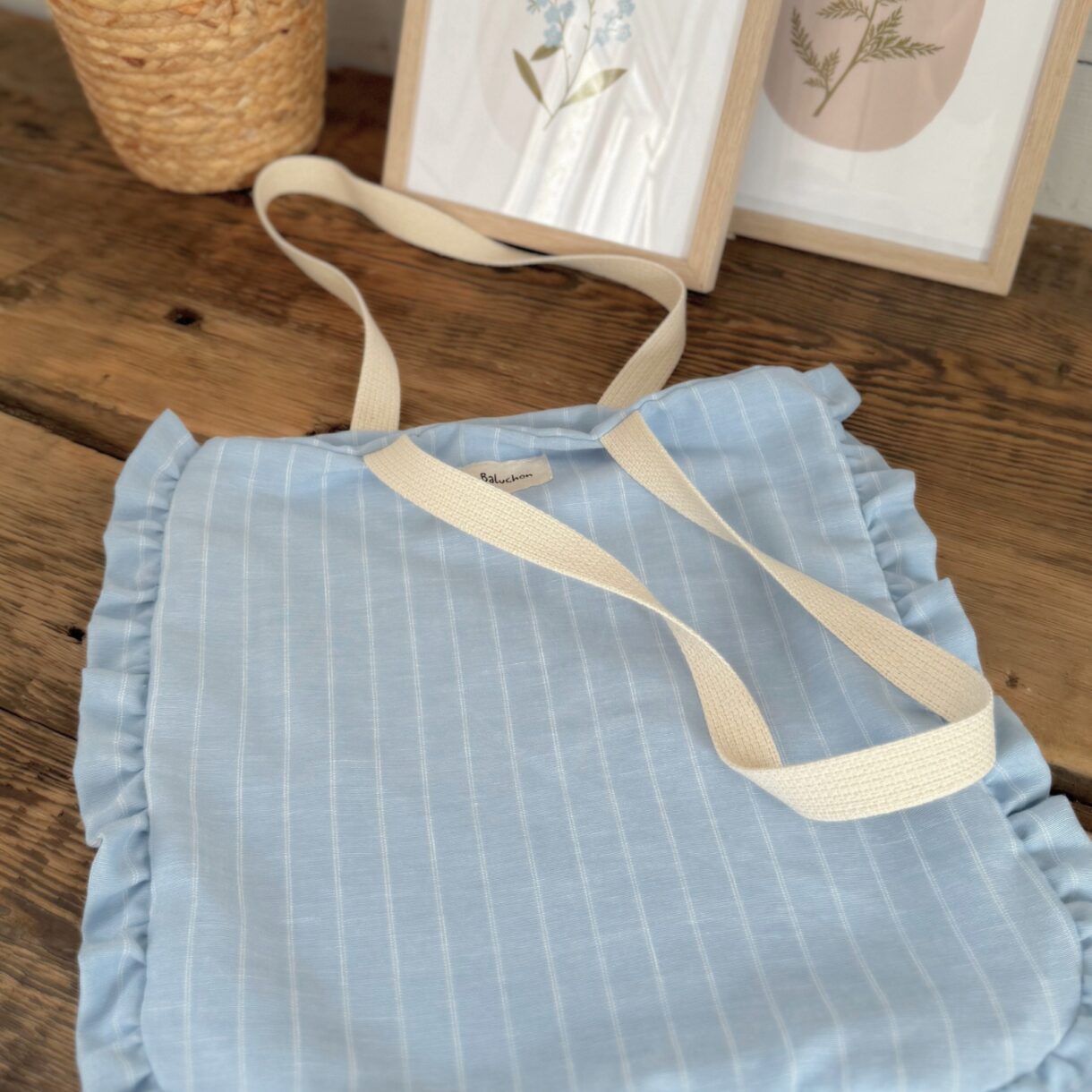 Sac cabas à froufrou - Bleu