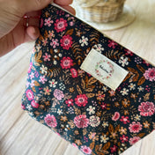 Sac à cosmétique format petit en corduroy fleuri