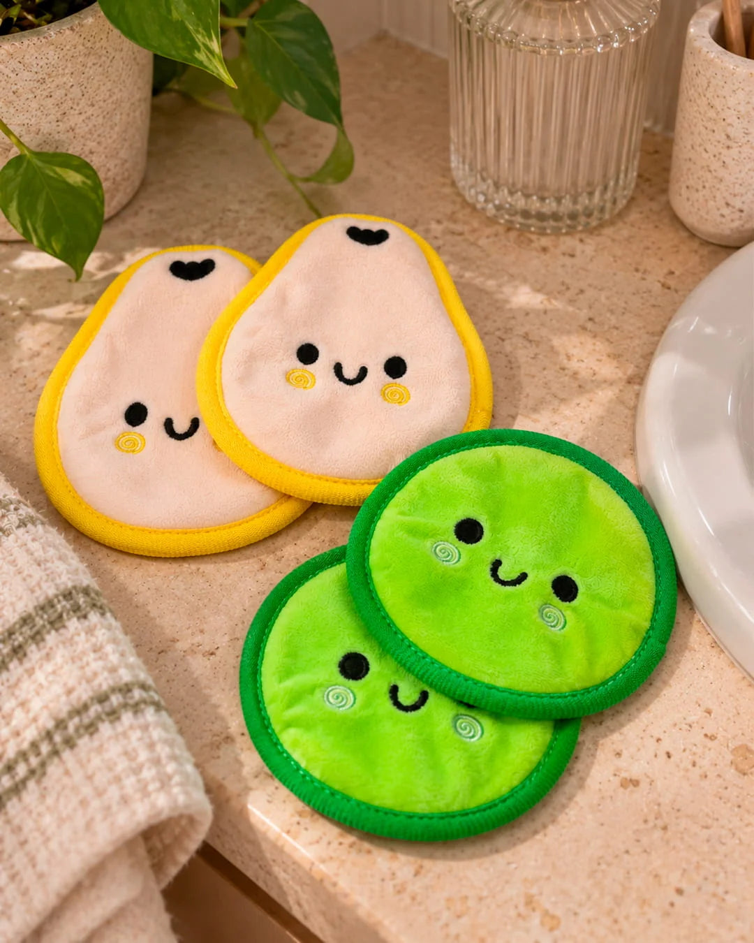 Tampons nettoyants réutilisables Poire & Concombre (Ensemble de 4)