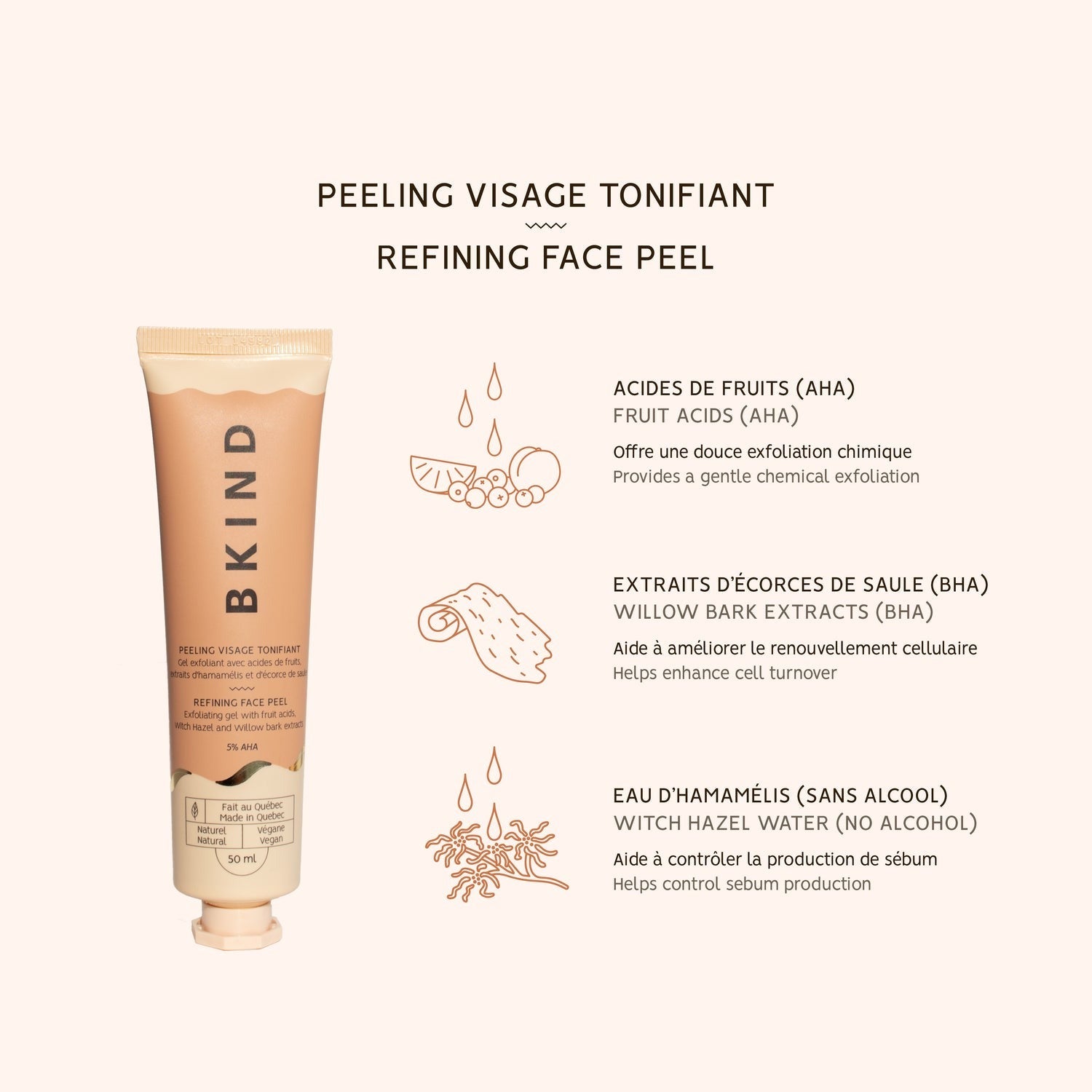 Peeling visage tonifiant avec AHA et BHA