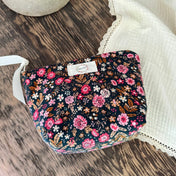 Sac à cosmétique format petit en corduroy fleuri