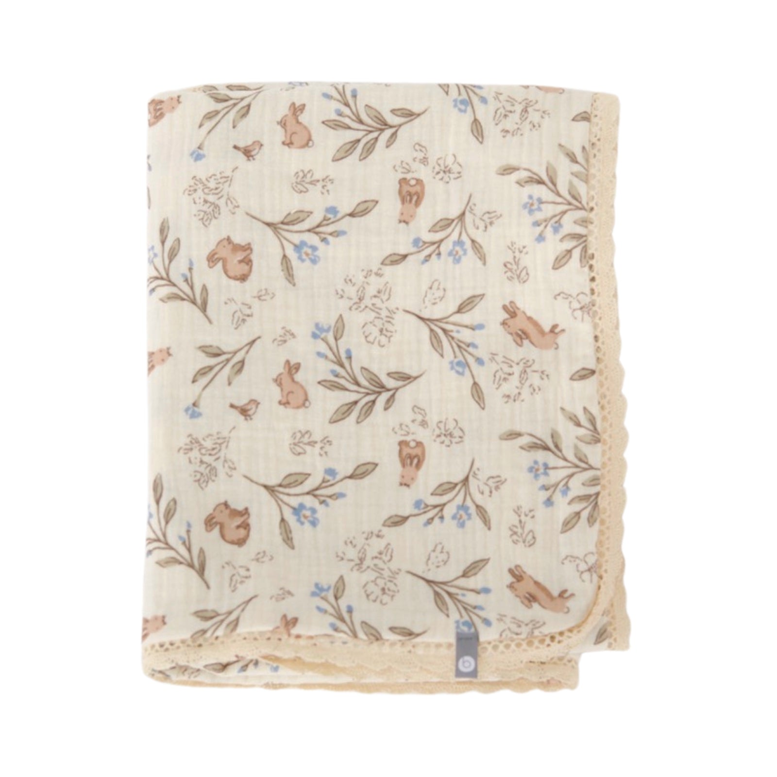 Doudou mousseline de coton avec dentelle