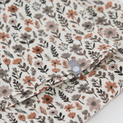 Couverture mousseline de coton - Fleurs taupe