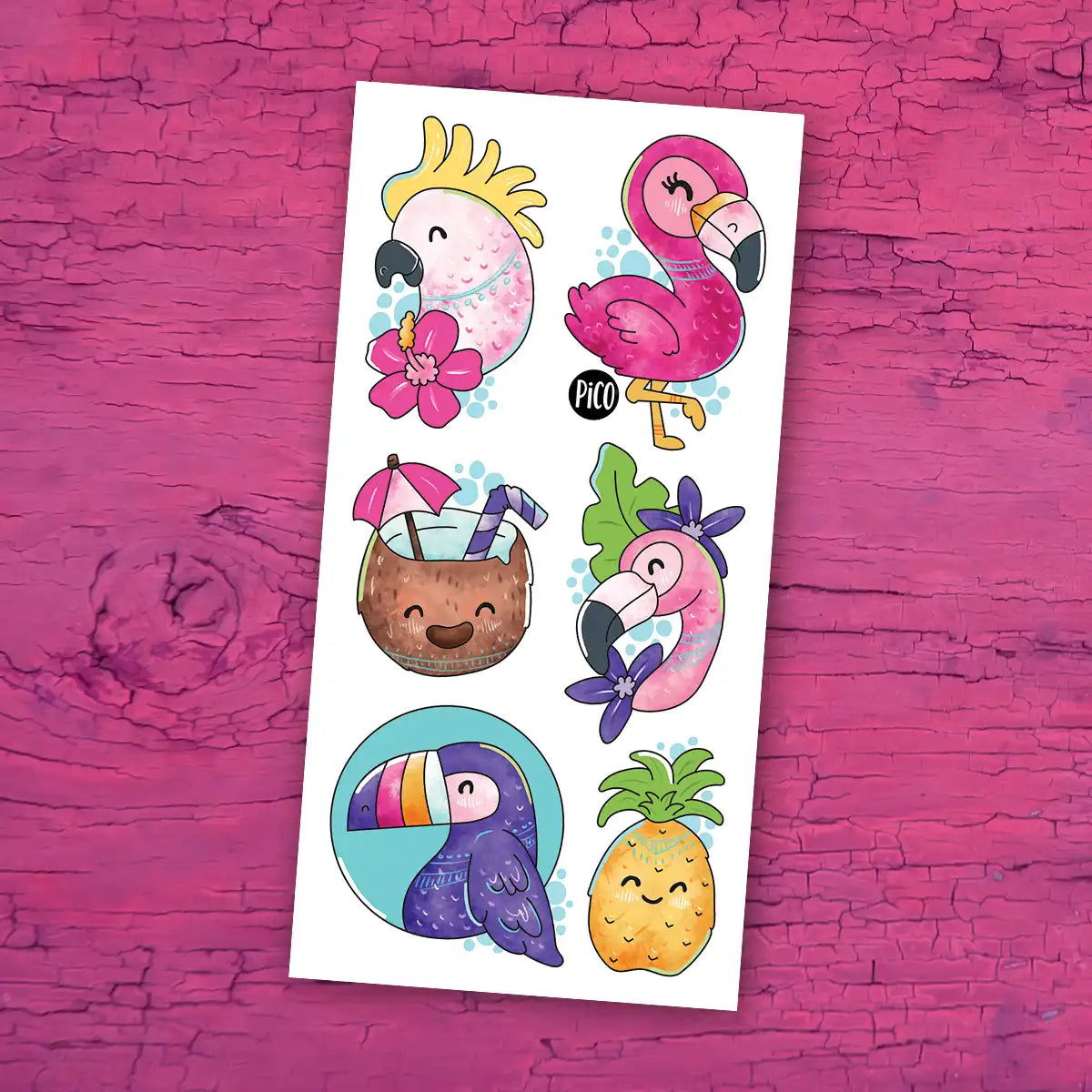 Tatouage -  Les flamants roses et perroquets
