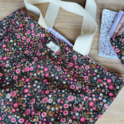 Sac cabas en corduroy fleuri