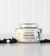 Dentifrice en pastilles. pot en verre réutlisable - Charbon à la menthe 124 pastilles