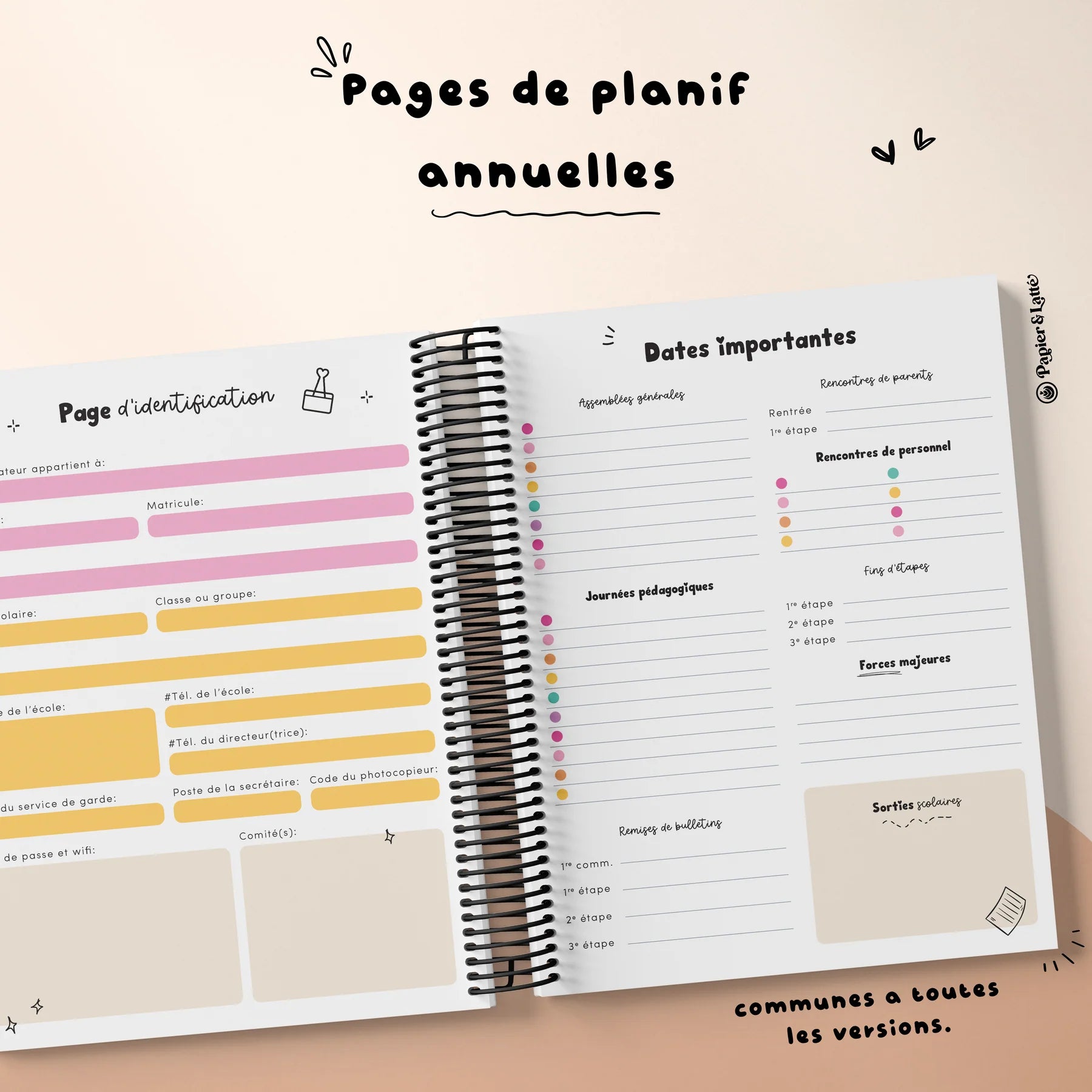 Planificateur pour enseignant 2026-2027 ( 4 périodes 2 Am- 2 Pm)