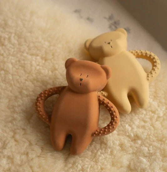 Anneau de dentition en caoutchouc naturel Moonie Bear - Cappuccino