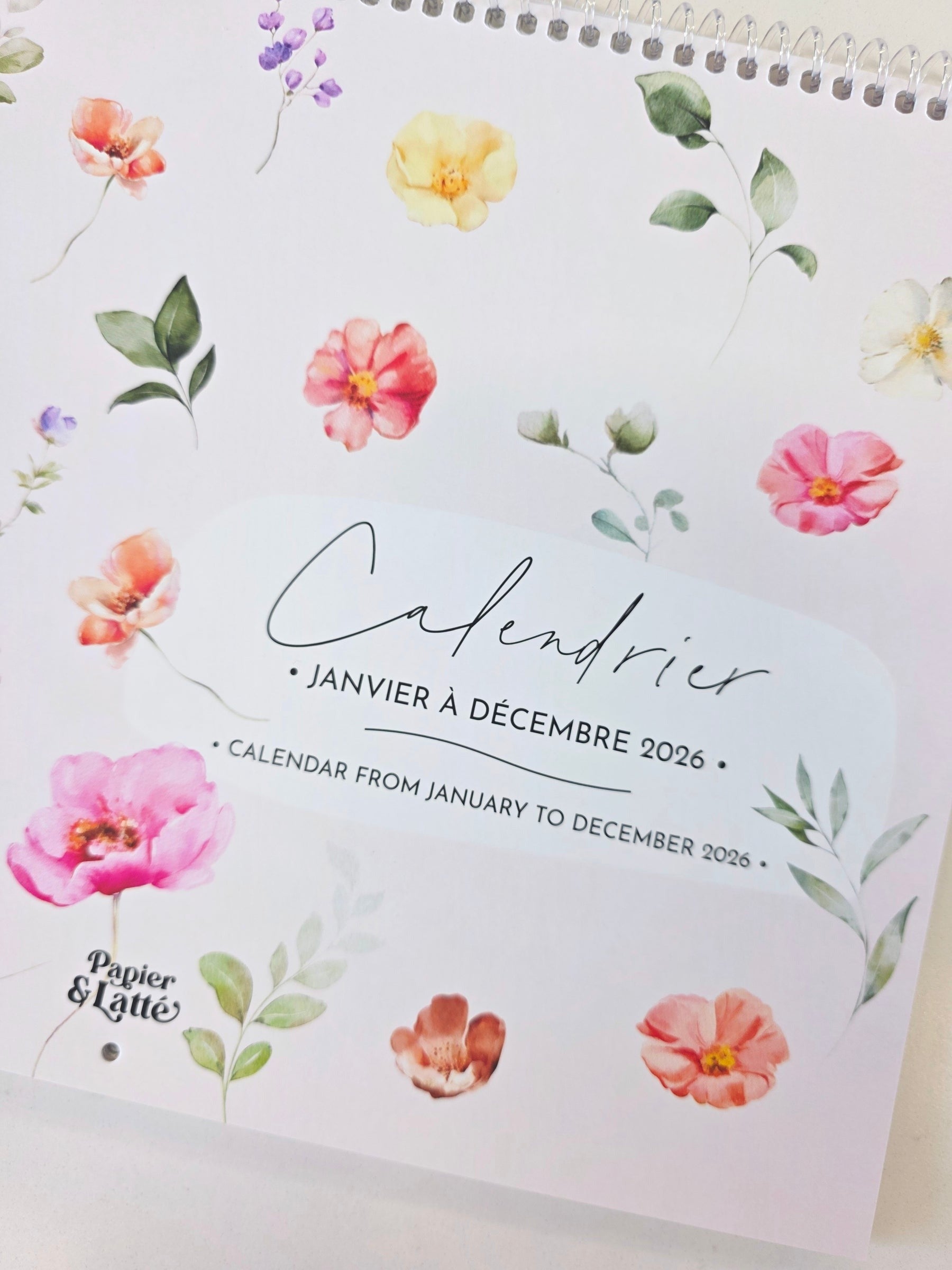Calendrier mural 2026 - Fleuri - Bilingue