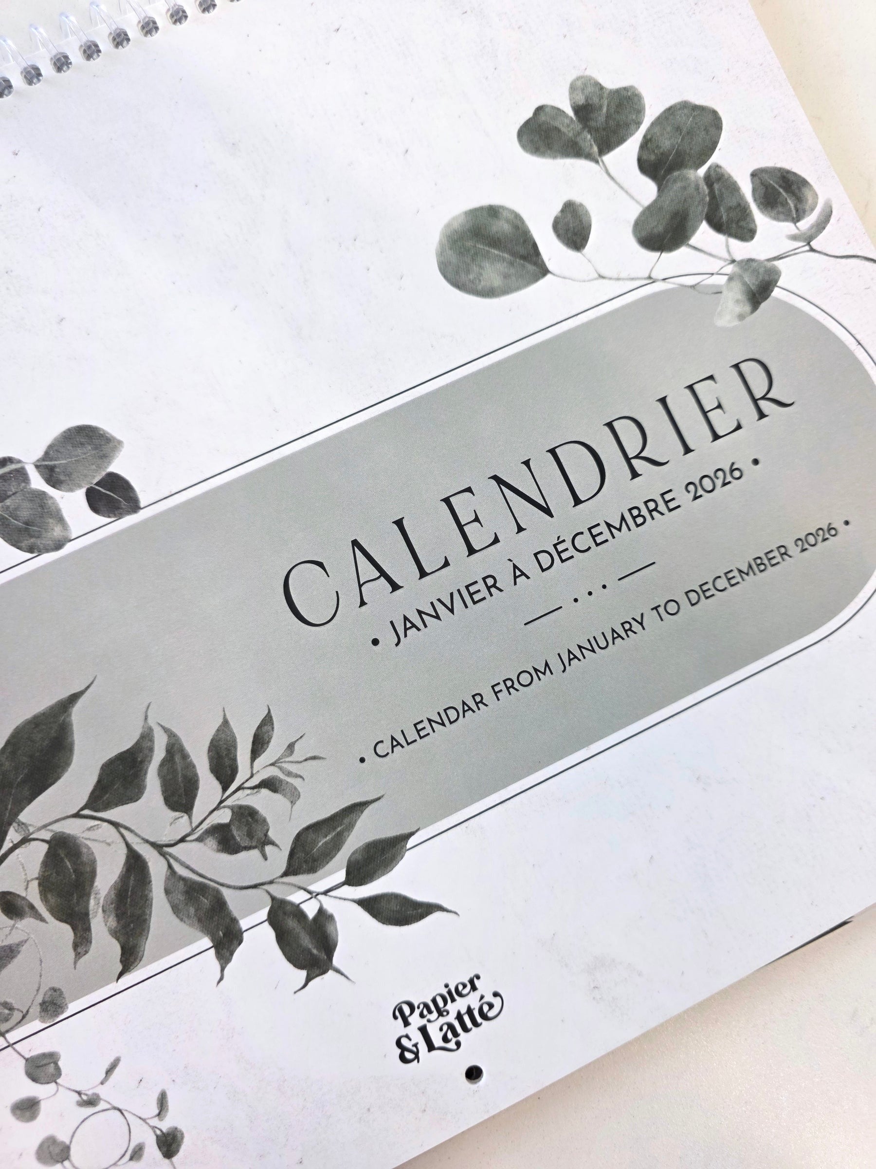 Calendrier mural 2026 - Eucalyptus - Bilingue