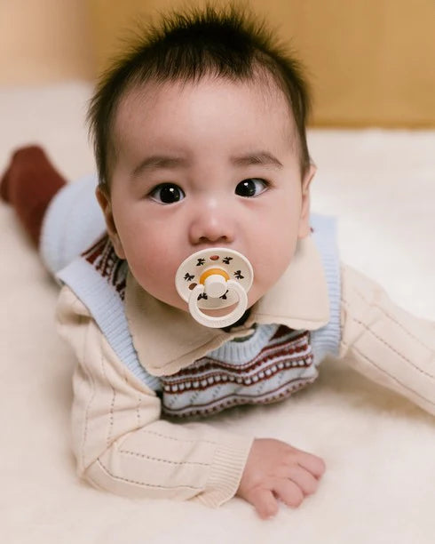 Suces - Bibs boucles ivoire/prune