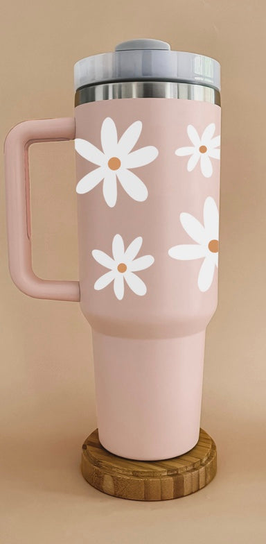 Gobelet thermos 40oz - Rose pâle marguerites