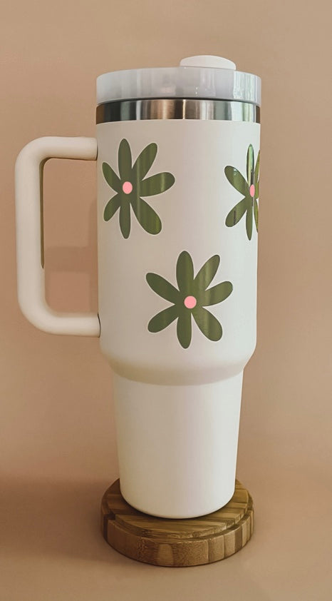 Gobelet thermos 40oz - Crème daisy vert
