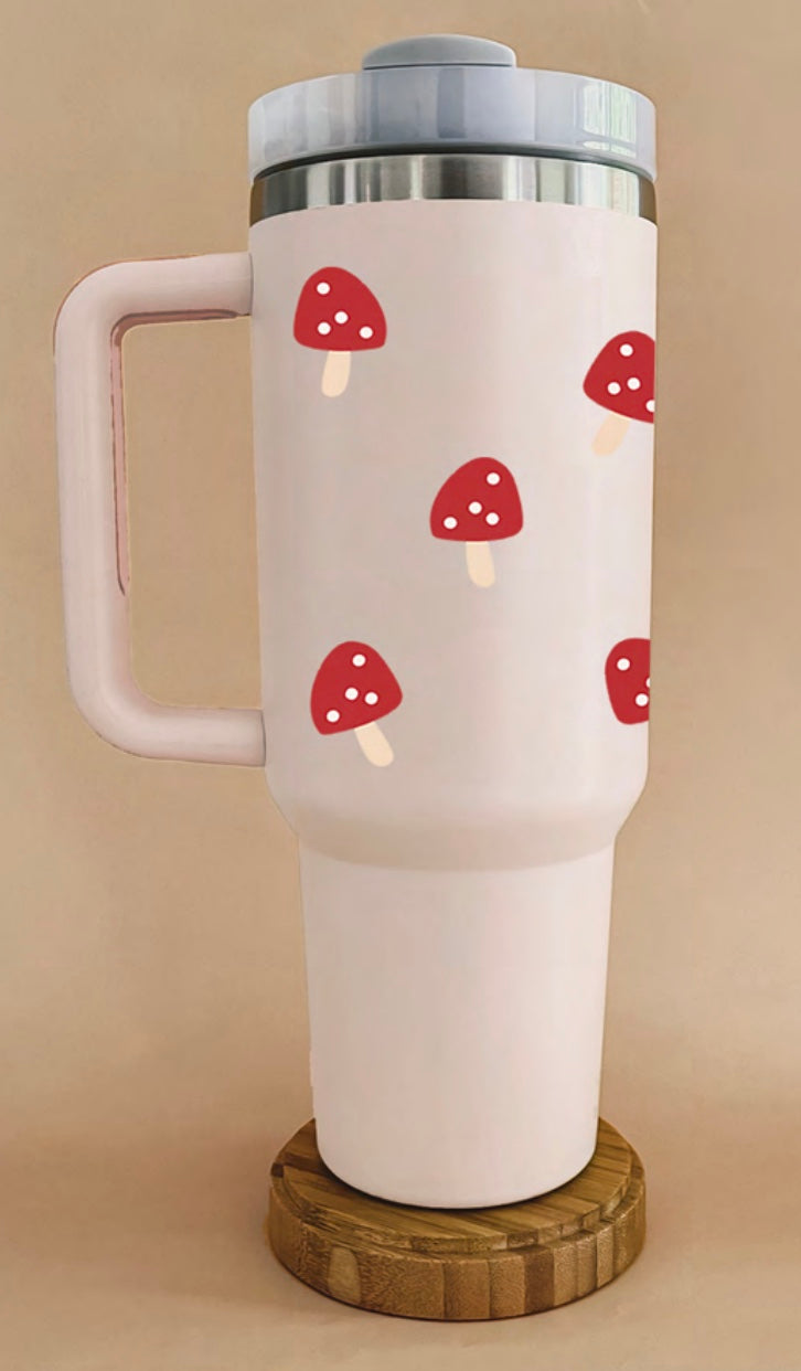 Gobelet thermos 40oz - Rose pâle champignons