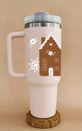 Gobelet thermos 40oz - Rose pâle maison pain d'épice